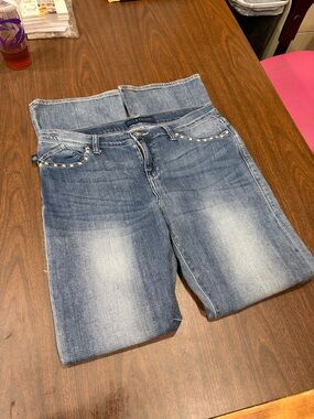 Rock & Republic Light Blue Straight Leg Jeans with Stud Trim